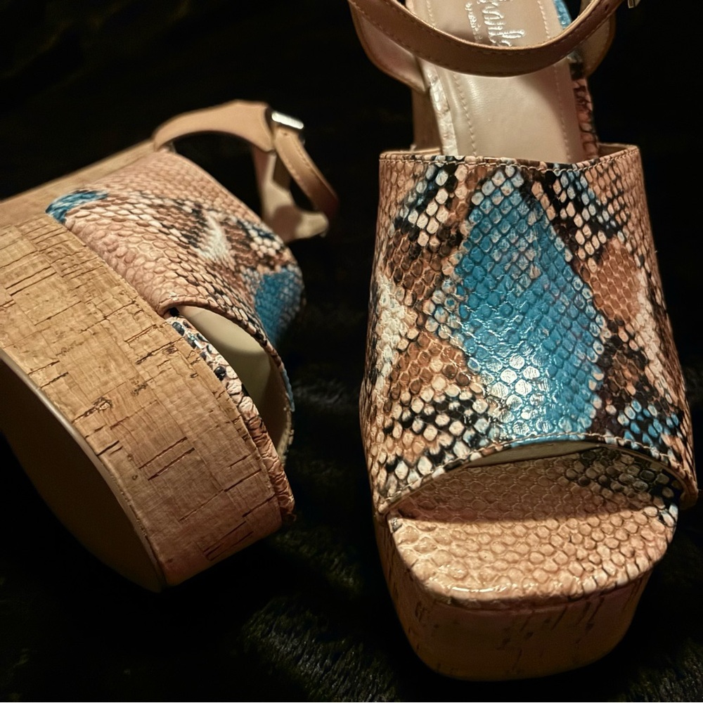 Charles By Charles David Snake Python Cork Wedge … - image 1